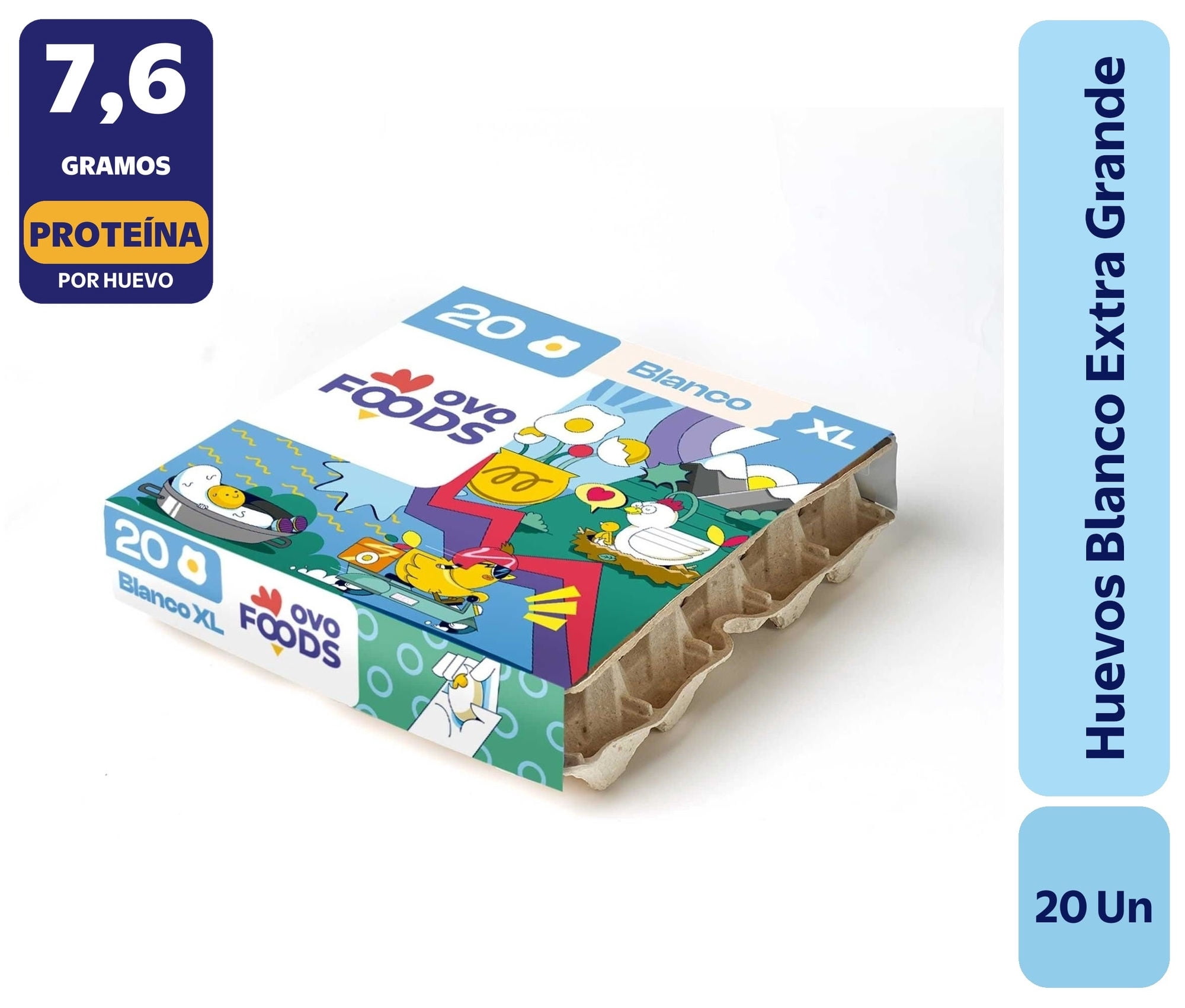 Huevos Tradicionales Extra Grande Blanco 20 Un Ovofoods