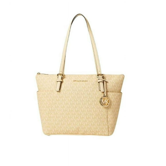 Cartera Michael Kors Bolso Tote con Cremallera Superior Jet Set para Mujer, Tamaño Único, Color Buttermilk, Firma MK