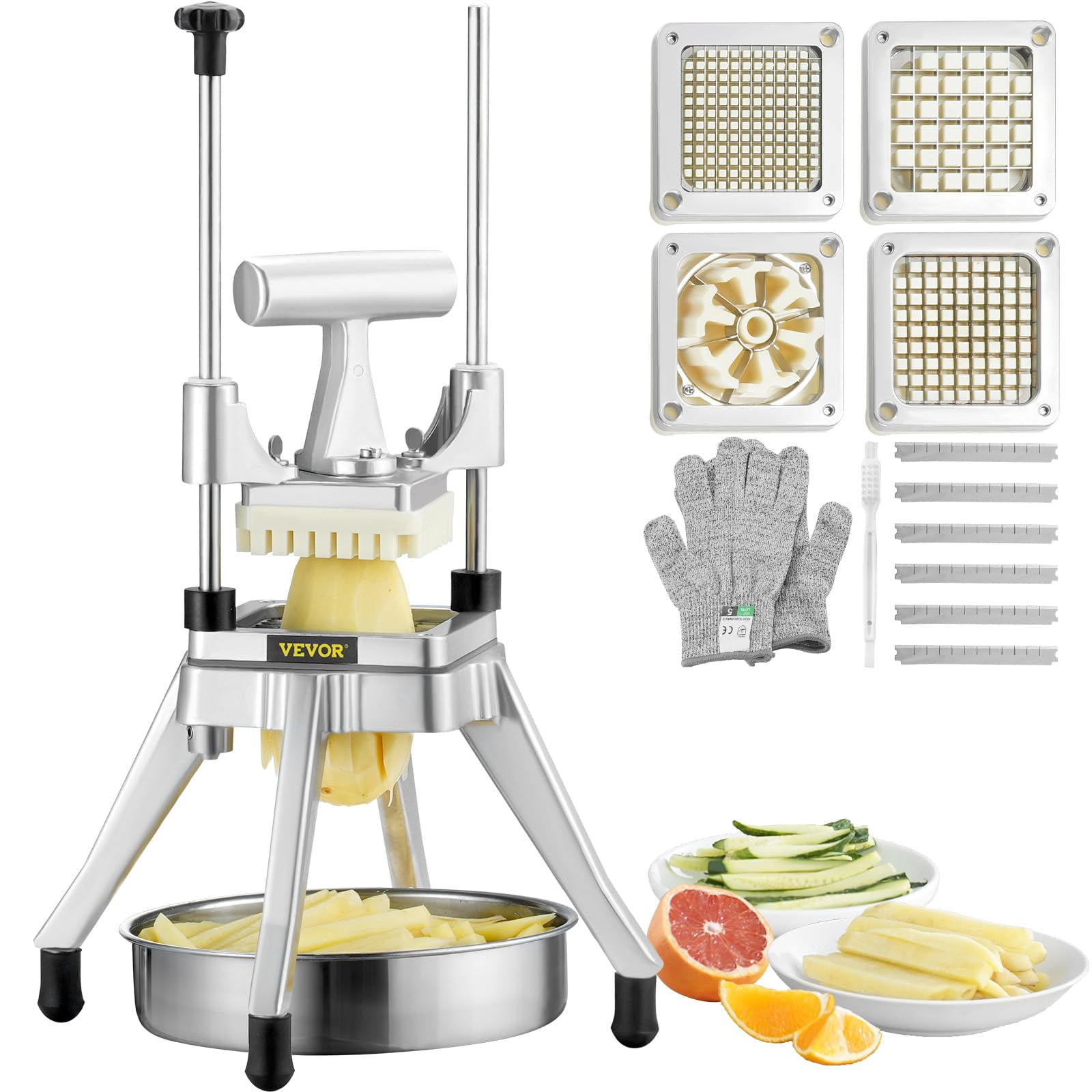 Picadora De Verduras Y Frutas Vevor Commercial Con 4 Cuchillas De Acero Inoxidable