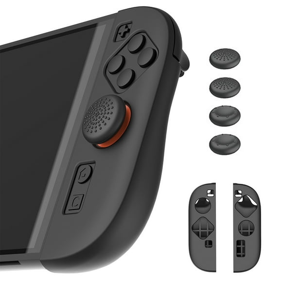 Funda protectora compatible con el mando Switch 2, tapas de silicona para los joysticks y gorro antideslizante para el joystick