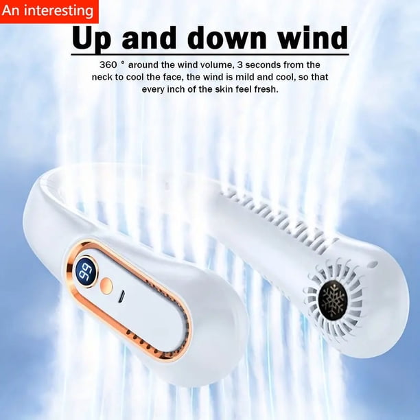 1pc Portable USB Cooler Fan with 5 Speeds and Digital Display - Super Strong Technology and Bladeless Design for Outdoor Use