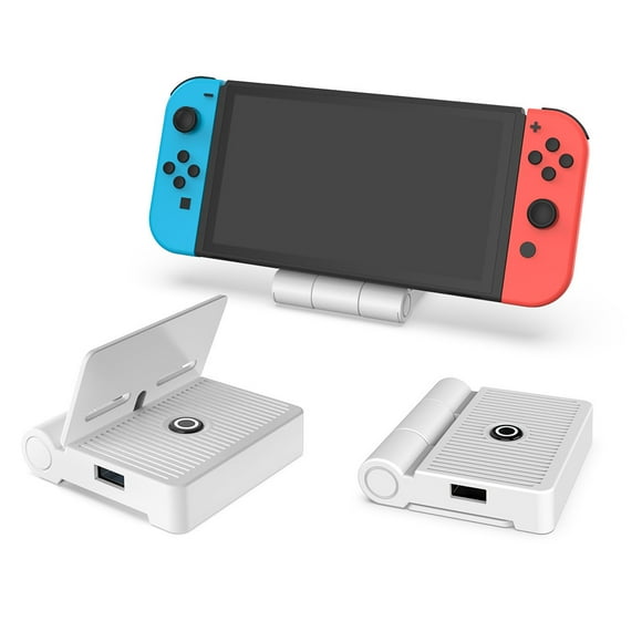 Convertidor de vídeo HDMI portátil compatible con Nintendo Switch - Estación de carga con diseño plegable para la consola Switch-Blanco