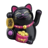 Bothyi - Encantador Gato Con Figuras De Animales De Brazo Ondulante Para Decoración De Mesa De Salón Negro