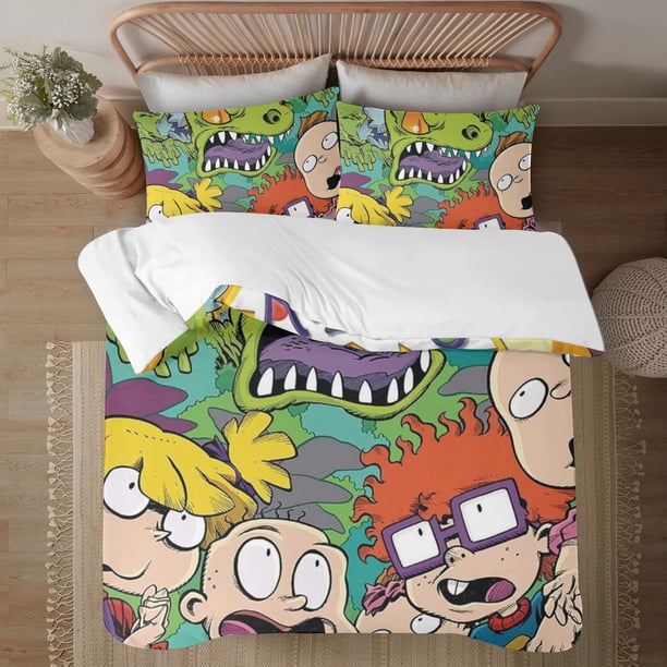 Rugrats 3-Piece Bedding Set For Kids Boys Girls Adult Cartoon Warm Cute Fashion Holiday Present Gift Bed Sheets