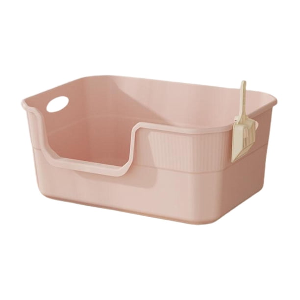 Caja de arena abierta para gatos pequeños y grandes, fácil de llevar, antisalpicaduras, suministros portátiles para mascotas, inodoro para gatos Extra