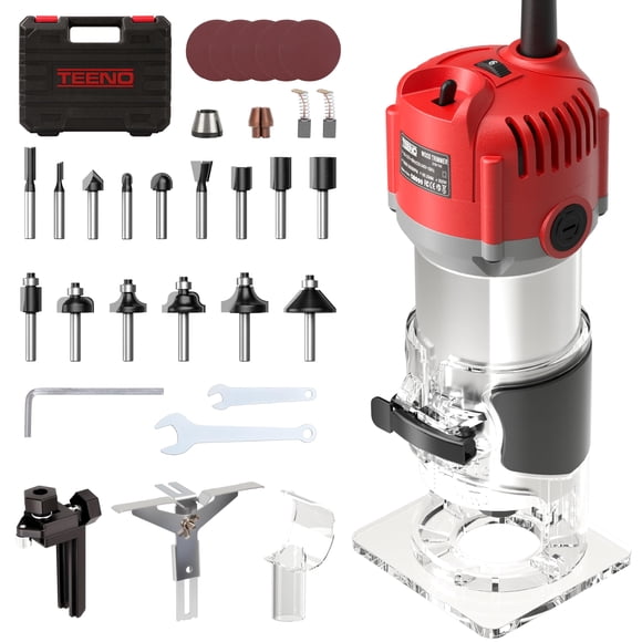 Fresadora de madera TEENO 800W, 6 velocidades, kit compacto de aluminio