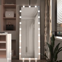M&Ms - Hollywood Full Length Mirror With Lights Full Body Vanity Mirror With 3 Color Modes Lighted Standing Floor Mirror For Dressing Room Bedroom Wall Mounted Touch Control Silver 63""X24""