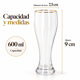 thumbnail image 3 of Set Pack X4 Vasos De Cerveza Vidrio Alto 600ml Chopp, 3 of 7
