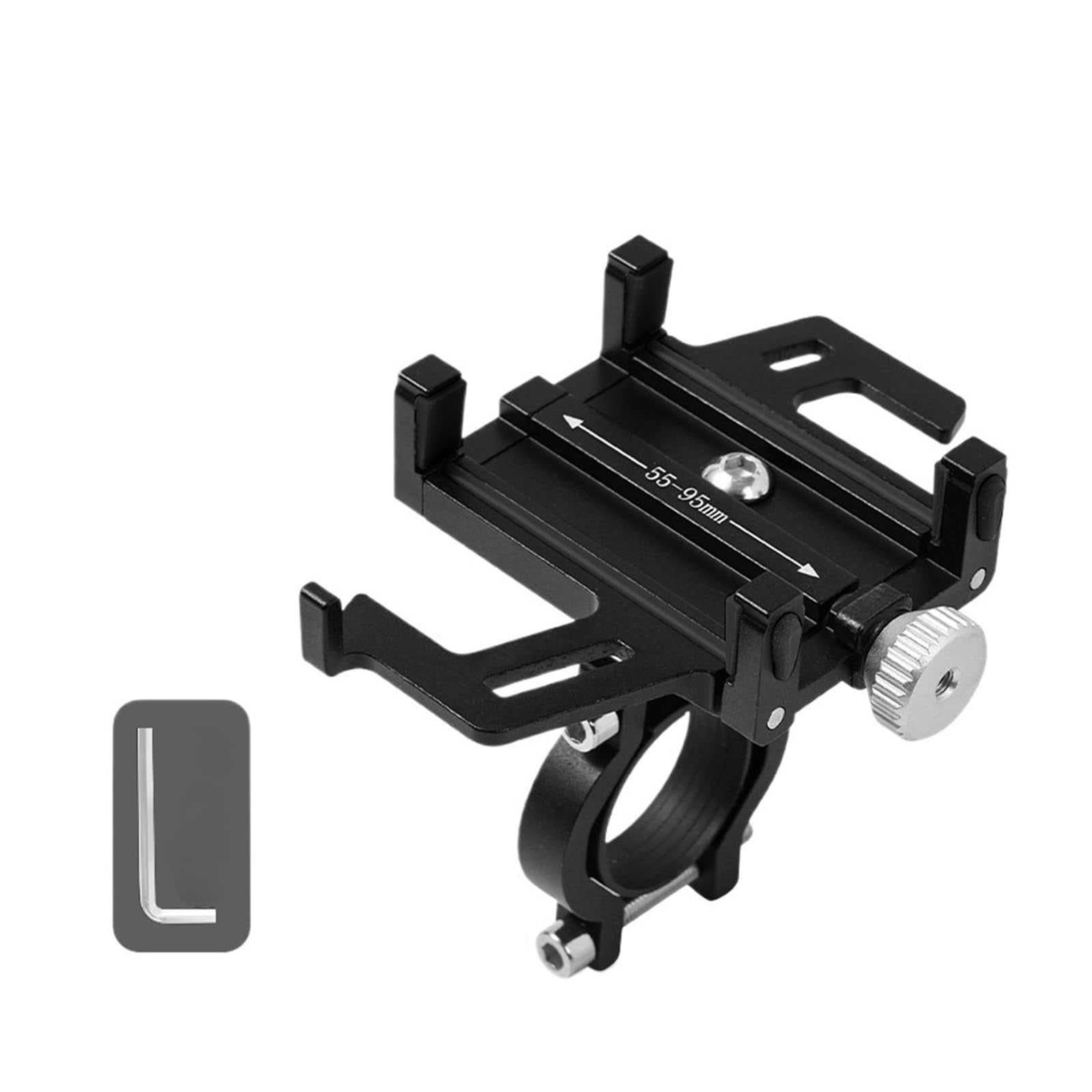 Xusx111 - Soporte De Teléfono De Bicicleta, Soporte De Teléfono De Motocicleta De Aluminio Con Rotación De 360 °, Soporte De Bicicleta De Carretera Ajustable De Aleación De Aluminio Cinco Garras (negr
