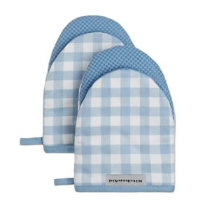 Juego De 2 Guantes De Cocina Kitchenaid Gingham Blue Velvet