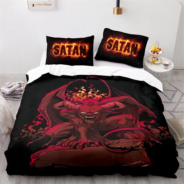 Cover Set Bedding Set Red Winged Devil Special Gift For Kids3-Piece Bedding Set (1 Duvet Cover + 2 Pillow Shams)