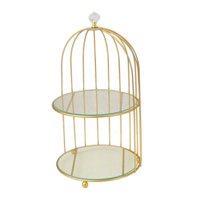 Magideal - Soporte De Joyería De Hierro, Estante De Exhibición, Barras Metálicas Artísticas, Jaula Para Pájaros, Almacenamiento De Cosméticos, Almacenamiento De , Doble Capa