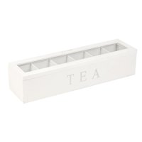 Bothyi - Caja De Té Con Tapa, Bolsa De Café, Soporte De Almacenamiento Y Organizador De Cocina De 6 Compartimentos, Color Blanco