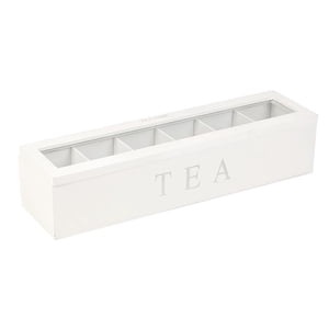 Bothyi - Caja De Té Con Tapa, Bolsa De Café, Soporte De Almacenamiento Y Organizador De Cocina De 6 Compartimentos, Color Blanco