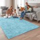 thumbnail image 5 of Alfombra Ophanie 152x244 cm Azul Claro de Pelo Largo y Esponjoso, 5 of 6