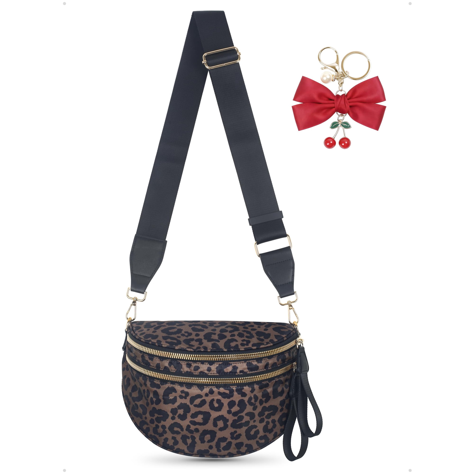 Bandolera Weighnixis, Espaciosa, De Nailon, Color Marrón Leopardo
