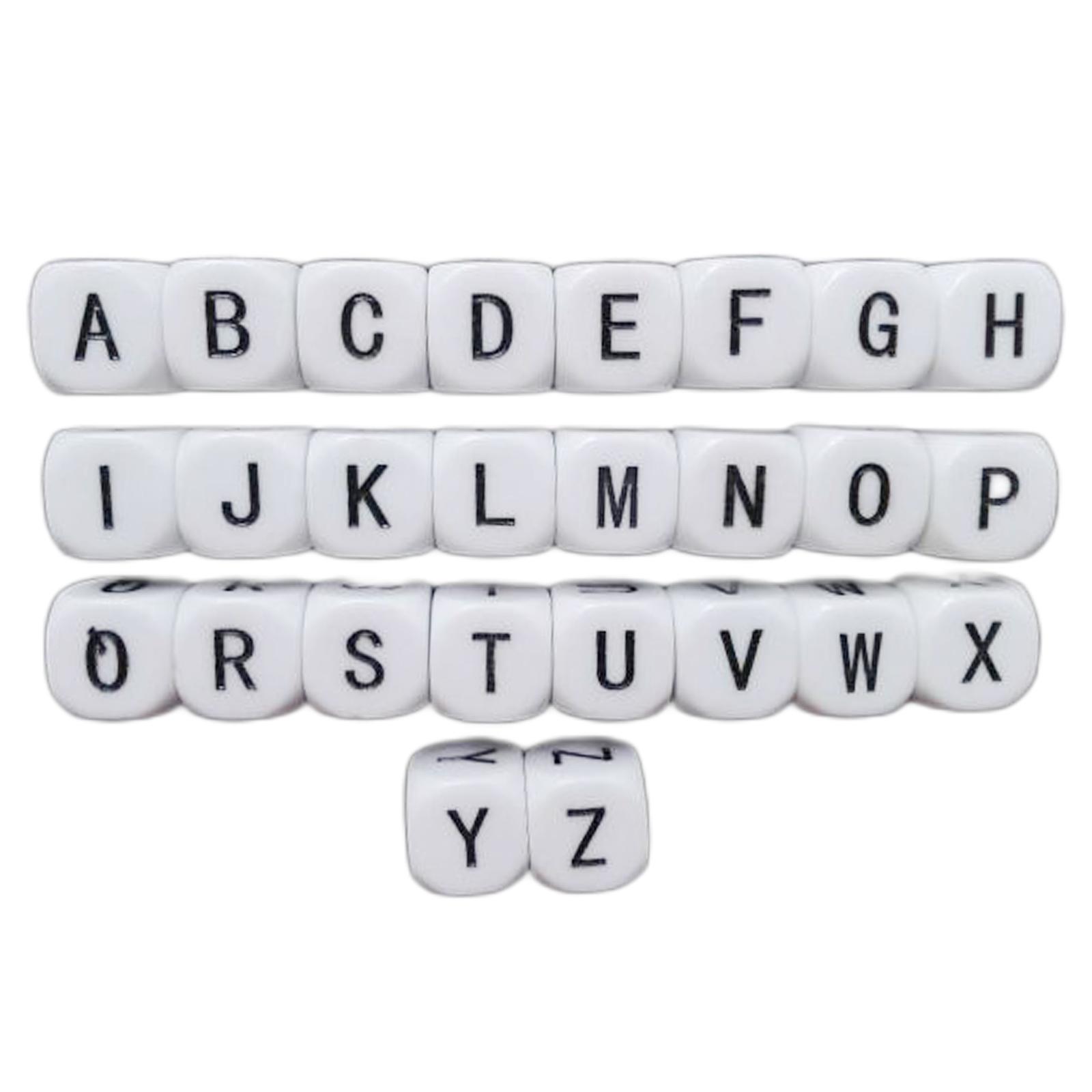Bothyi - 26 Dados Creativos Con Letras Acrílicas Grabadas Para Juegos De Rompecabezas De Recuerdo De Fiesta