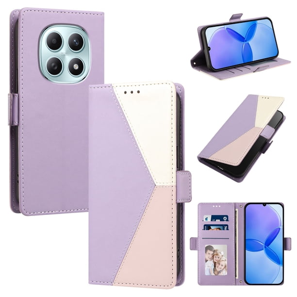 Funda Cartera Tricolor para Xiaomi Xiaomi Poco M8 5G con Ranuras, Morado