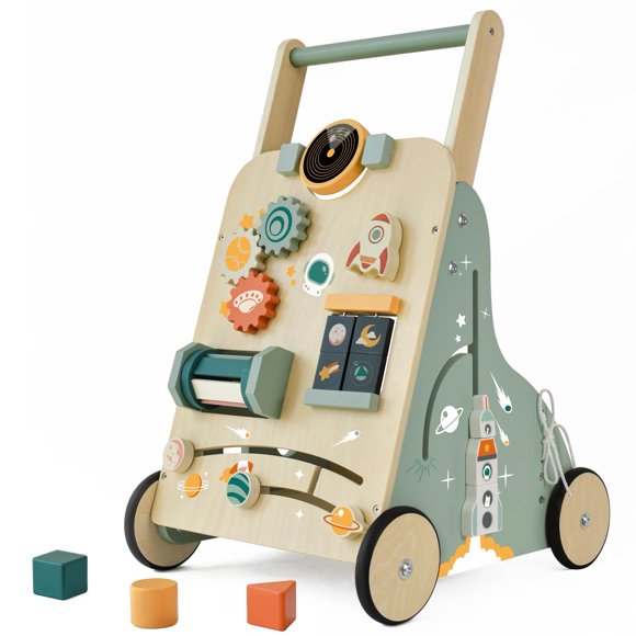 Caminador para Bebé MILEFUN Ajustable de Madera con Tema de Cohete