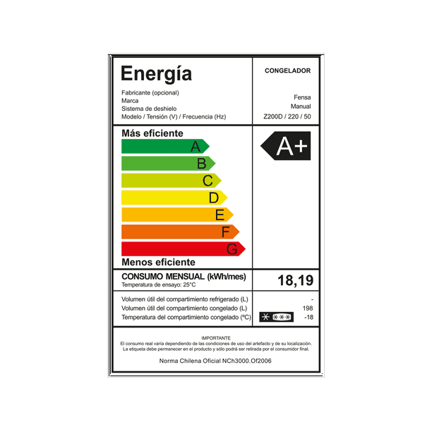 Congelador Freezer Fensa Horizontal 198L Frío Directo Z200D | Lider