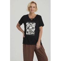 Fashionspark - Polera Mujer Con Estampado Negro