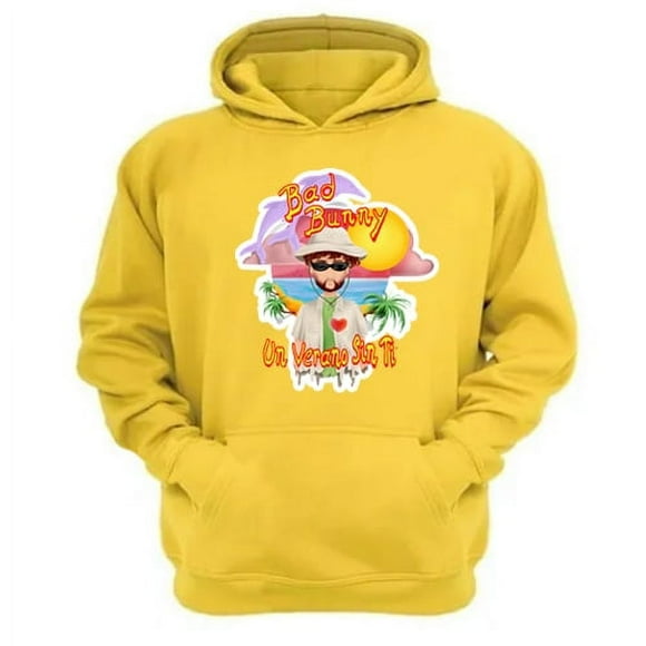 Polerón Canguro Bad Bunny Amarillo Talla S Unisex