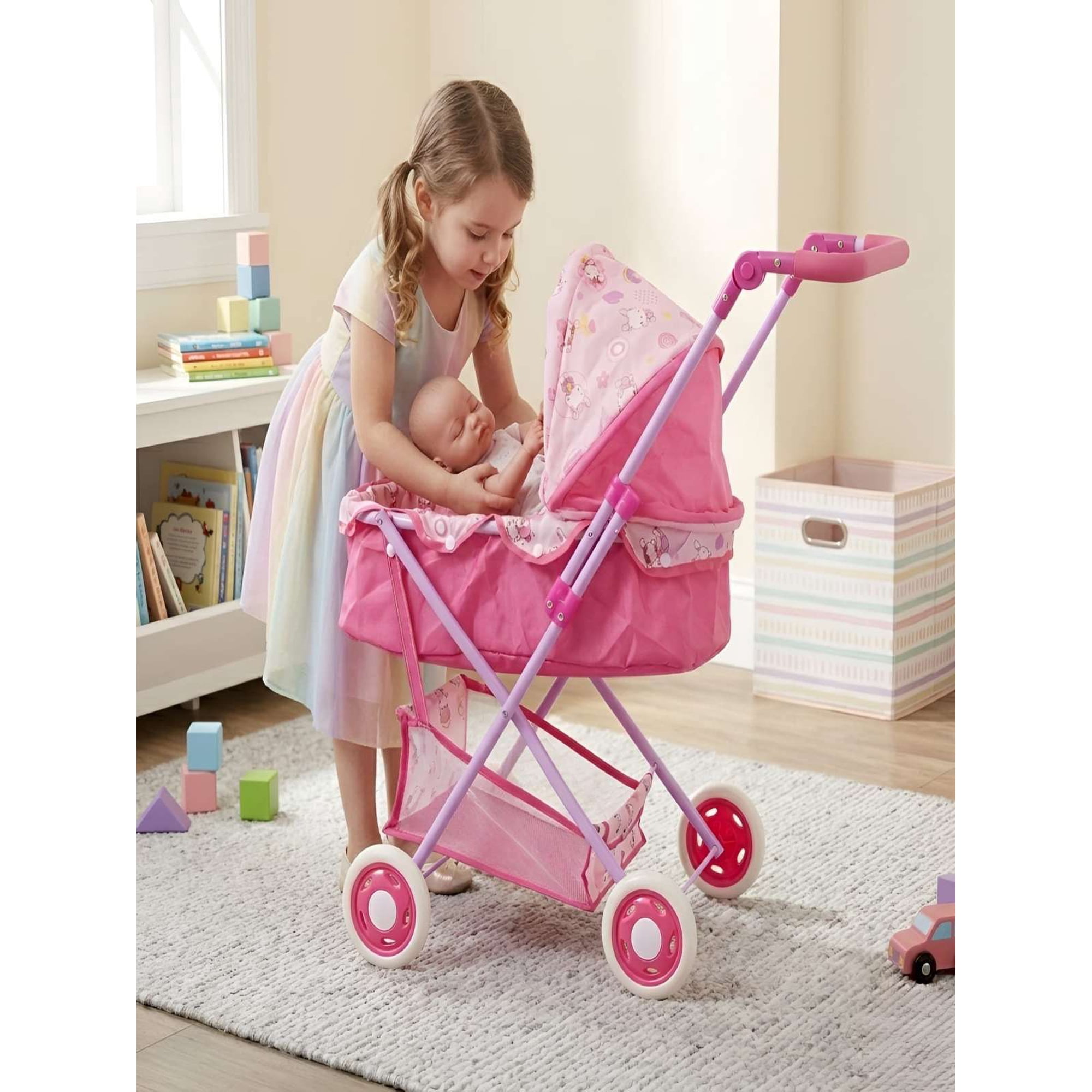 Todo Para El Hogar - Coche Para Muñecas Tipo Moisés Con Canasto Y Toldo Ajustable