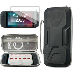 Genérico - Funda Protectora Para Nintendo Switch 2 – Estuche De Viaje Con 2 Protectores De Pantalla Hd, 10 Ranuras Para Juegos Y Doble Protección (Negro)
