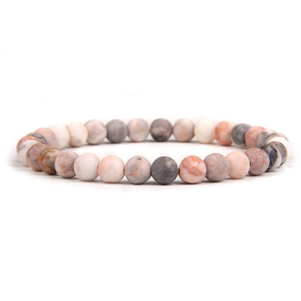Gorgeous Matte Natural Pink Zebra Jasper Stone Bracelet - Perfect for Yoga, Meditation, Relaxation & Anxiety Relief - A Perfect Gift for Women & Couples!