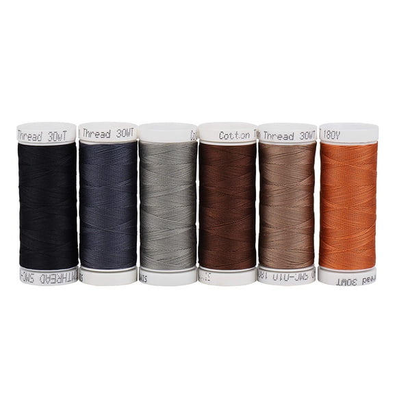 Hilo Simthread 30WT de algodón, 6 colores oscuros, 164 m