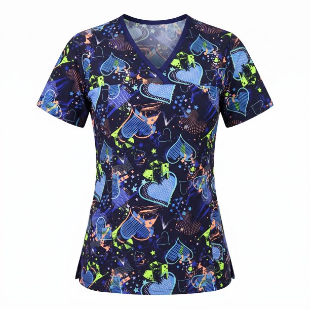 Delantal Mujer tela elasticada estampada. Combina con Azul Rey - Art. 2284