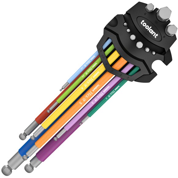 Juego de llaves Allen Kraftek Metric, 9 piezas, extra largas con punta esférica