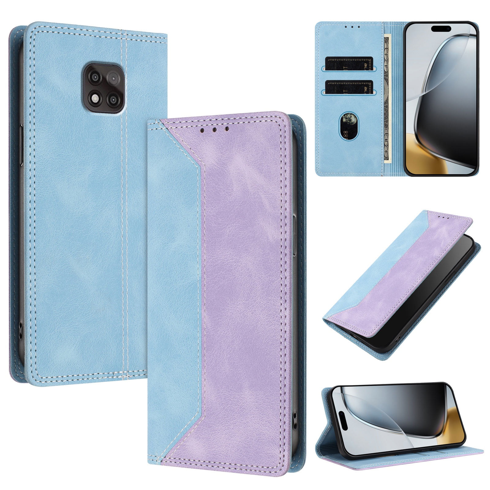 Funda Foxdock Para Motorola Moto G Power 2021 De Cuero Premium Bicolor Con Ranuras Rfid, Carcasa Tipo Billetera Antigolpes Y Soporte Plegable