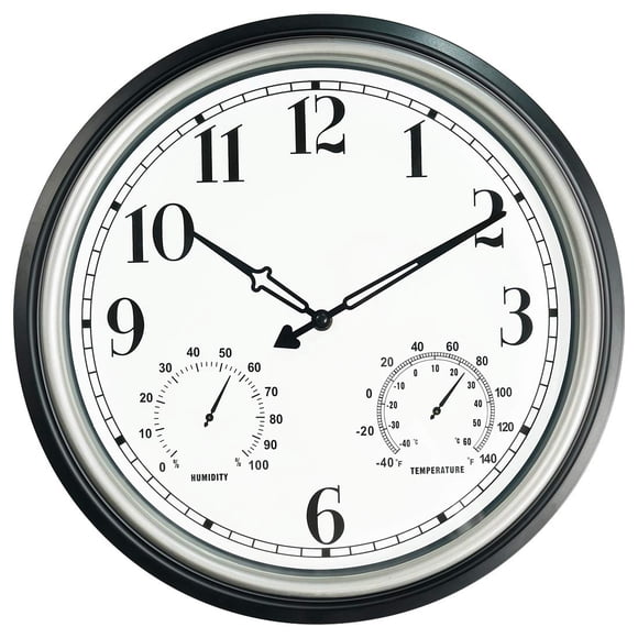Reloj De Pared De 40 Cm Impermeable Con Termómetro E Higrómetro