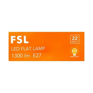 Ampolleta Led Flat 22W (180-265V) Rosca E27 Luz Cálida (3000K) Fsl