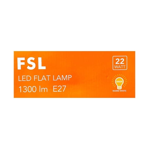 Ampolleta Led Flat 22W (180-265V) Rosca E27 Luz Cálida (3000K) Fsl