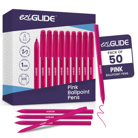 Bolígrafos de bola Eziglide 50 unidades rosa 1,0 mm