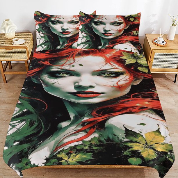 Poison Ivy Bedding Sets Ultra Soft Skin-Friendly Duvet Cover 3 Piece, Cute Comforter Cover Bed Set for Boys Girls Kids