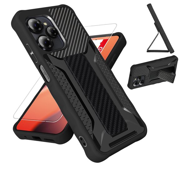 Funda para teléfono bojioderf B1660V híbrida con soporte magnético, negra