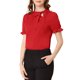 thumbnail image 5 of INSPIRE CHIC Blusas de Mujer de Color Sólido con Lazo en el Cuello, Mangas Cortas, para Regreso a Clases y Uso en el Trabajo, Rojo Talla L, 5 of 7