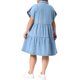 thumbnail image 3 of Vestido de mezclilla para mujer de talla grande Agnes Orinda, vestido babydoll de manga corta con botones, dobladillo escalonado, línea A casual, con bolsillos, 2X azul claro, 3 of 5