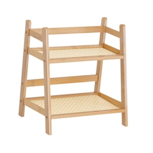 Magideal - Estante De Almacenamiento De Bambú Organizador De Encimera, Soporte Para Tazas De Café De 2 Niveles, Estante De Almacenamiento Multifuncional Para L