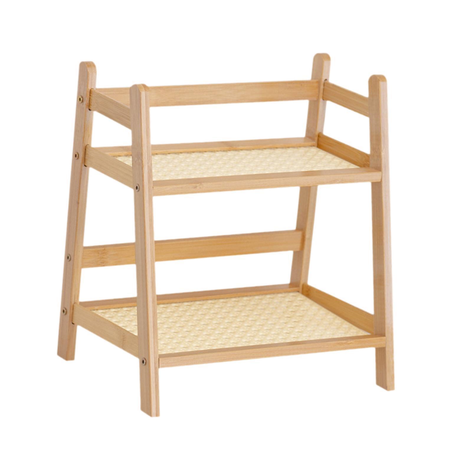 Magideal - Estante De Almacenamiento De Bambú Organizador De Encimera, Soporte Para Tazas De Café De 2 Niveles, Estante De Almacenamiento Multifuncional Para L