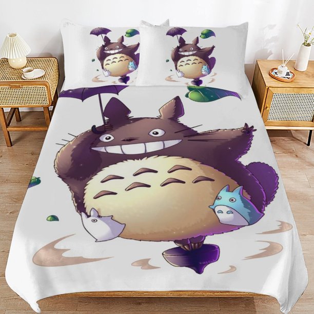 Totoro Comforter Set 3 Pieces Quilt Cover Set Soft Bedding Sets for All Seasons