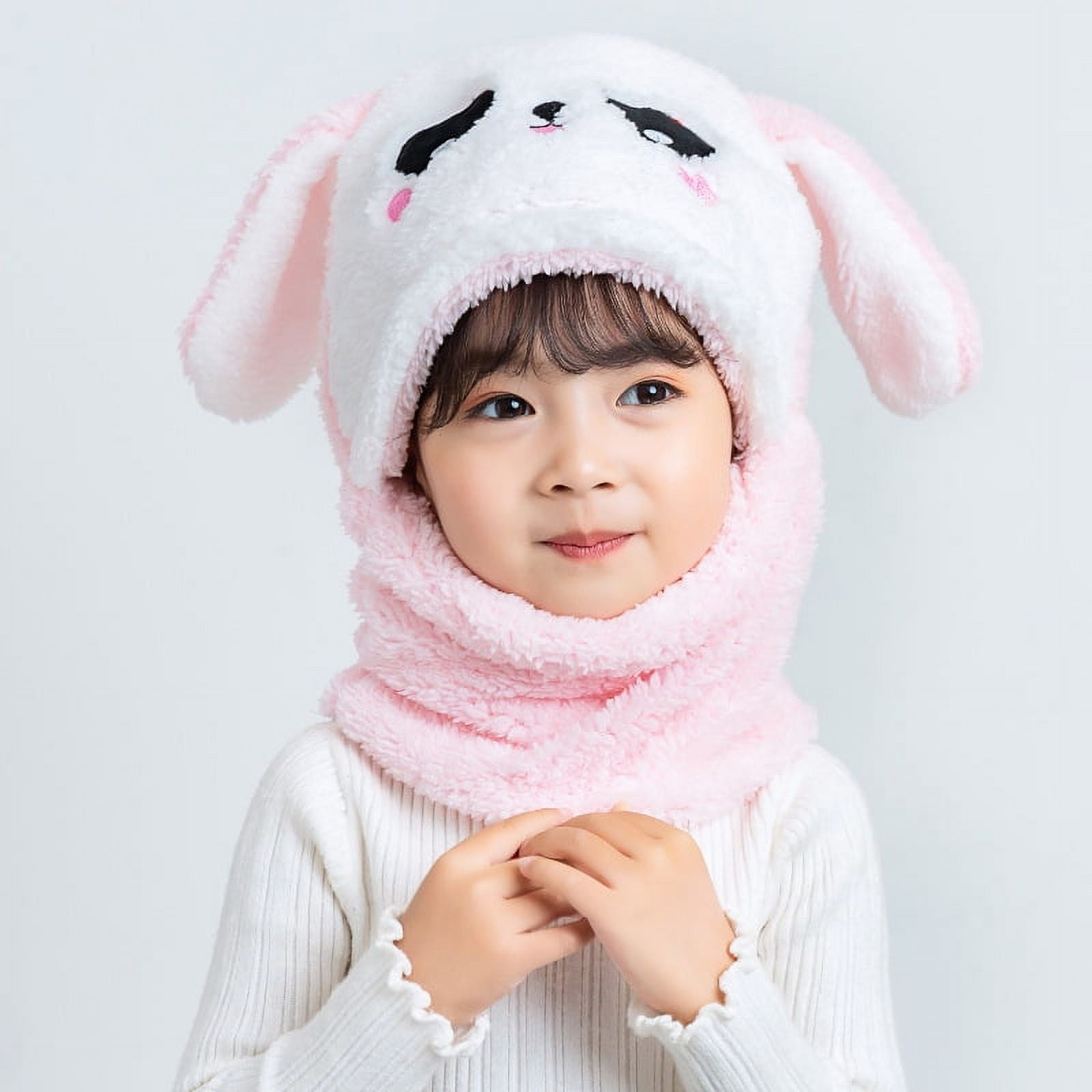 El Edén - Gorro Con Cuello Para Niño/a Diseño Conejo, Invierno Talla M Rosado