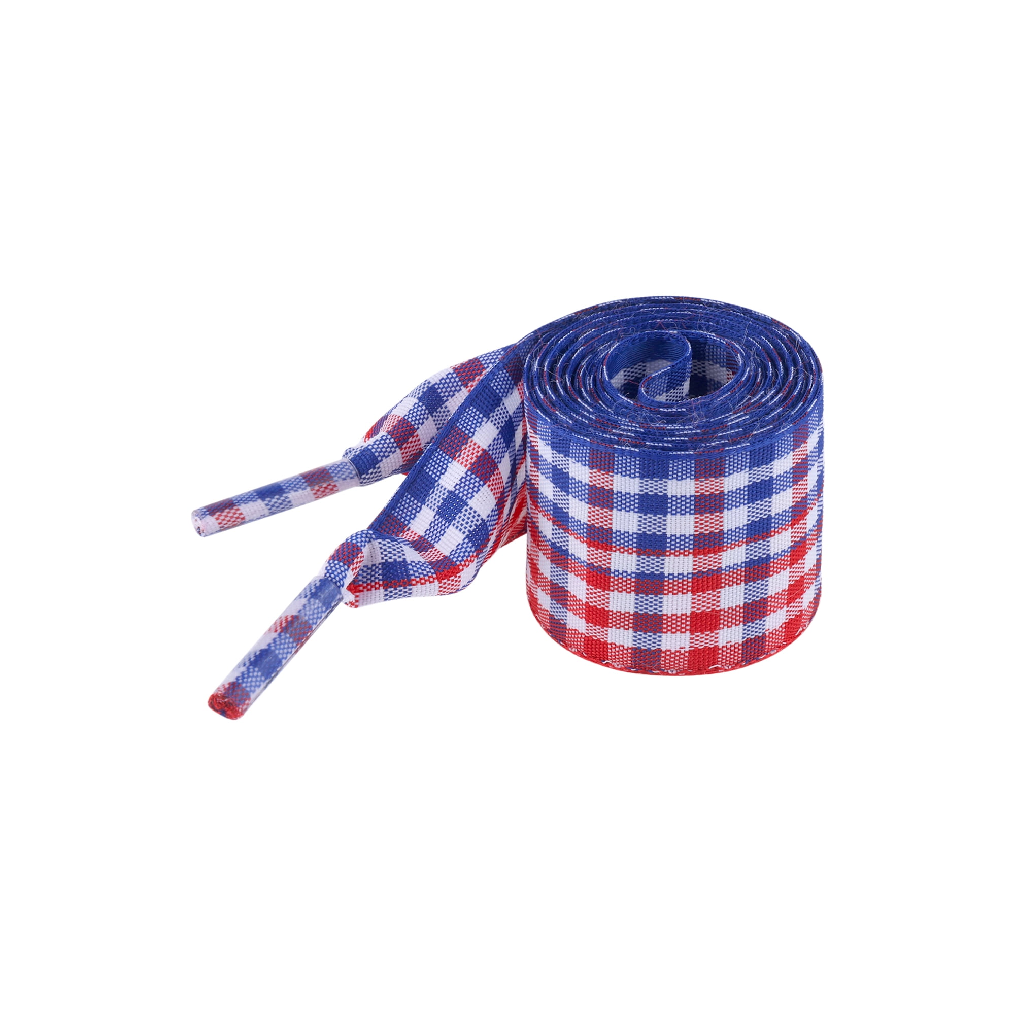 Inspire Chic Cordones Anchos De Cinta Cuadriculada Tela Fantástica Cordones Para Zapatillas Deportivas 2 Pares Rojo Azul 80cm/31.5