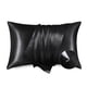 thumbnail image 1 of Juego de 2 fundas de cama de satén para cama, tamaño queen, color negro, 1 of 7