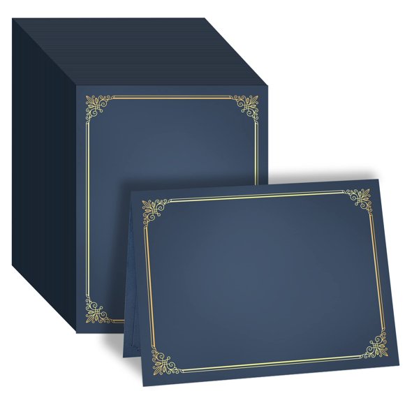 Portacertificados GNL paquete de 100 azul 24 × 30 cm con borde de lámina dorada