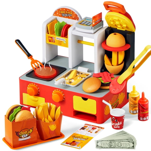 Set de juego para restaurante de comida rápida Toy Lalalark con más de 40 piezas