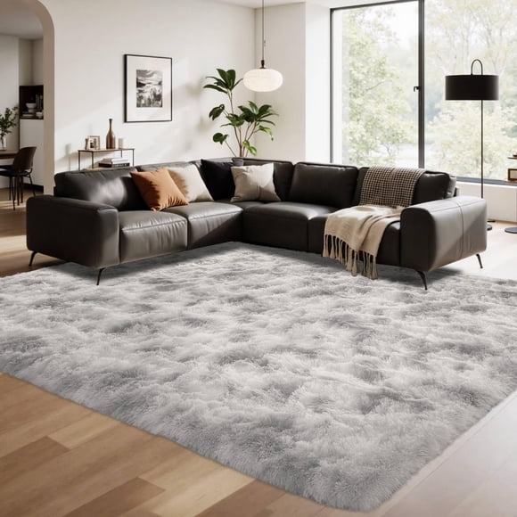 Rug LòutiRoot Home, 150 x 240 cm, mullido, gris y blanco